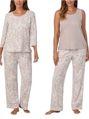 Carole Hochman Women’s 2 Pc Pajama Set Large Blue Floral Cotton PJs